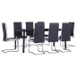 vidaXL Juego de comedor 9 piezas cuero sintético negro vidaXL Juego de comedor 9 piezas cuero sintético negro