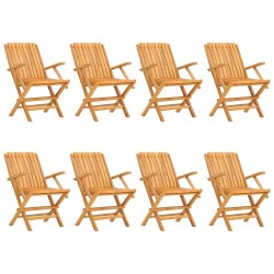 vidaXL Sillas de jardín plegables 8 uds madera maciza teca 61x67x90 cm