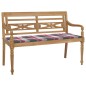 vidaXL Banco Batavia madera maciza teca y cojín a cuadros rojos 120 cm
