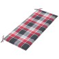 vidaXL Banco Batavia madera maciza teca y cojín a cuadros rojos 120 cm