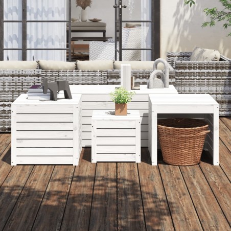 vidaXL Juego de cajas de jardín 4 piezas madera maciza de pino blanco