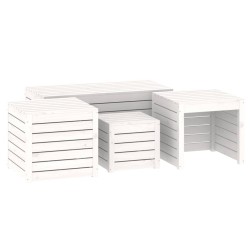 vidaXL Juego de cajas de jardín 4 piezas madera maciza de pino blanco