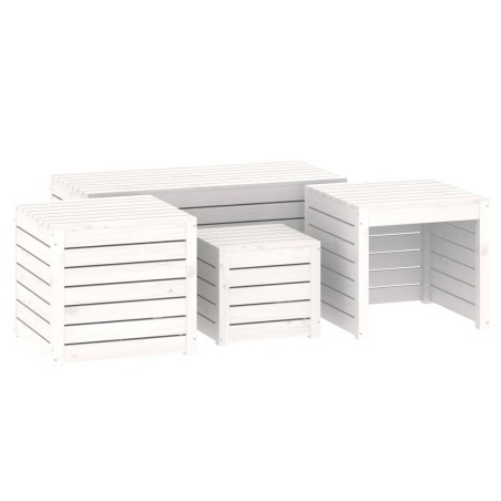 vidaXL Juego de cajas de jardín 4 piezas madera maciza de pino blanco