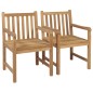 vidaXL Sillas de jardín 2 uds madera maciza de teca con cojines rojos vidaXL Sillas de jardín 2 uds madera maciza de teca con cojines rojos