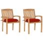 vidaXL Sillas de jardín 2 uds madera maciza de teca con cojines rojos vidaXL Sillas de jardín 2 uds madera maciza de teca con cojines rojos