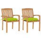 vidaXL Sillas de jardín 2 uds madera de teca y cojines verde brillante vidaXL Sillas de jardín 2 uds madera de teca y cojines verde brillante