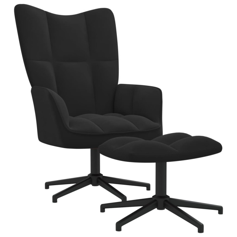 vidaXL Silla de relajación con reposapiés terciopelo negro vidaXL Silla de relajación con reposapiés terciopelo negro