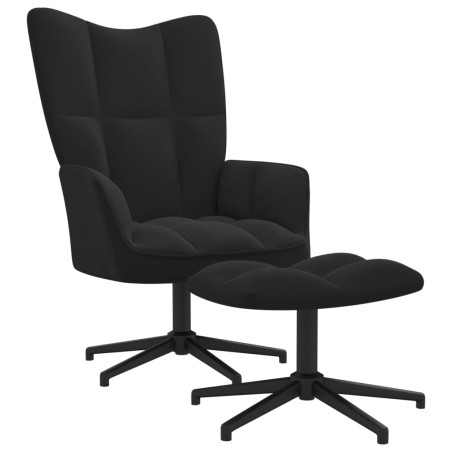 vidaXL Silla de relajación con reposapiés terciopelo negro