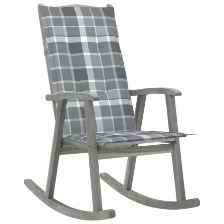 vidaXL Silla mecedora con cojines madera maciza de acacia gris