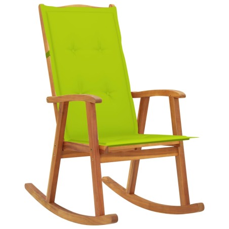 vidaXL Silla mecedora con cojines madera maciza de acacia