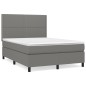 vidaXL Cama box spring con colchón tela gris oscuro 140x200 cm