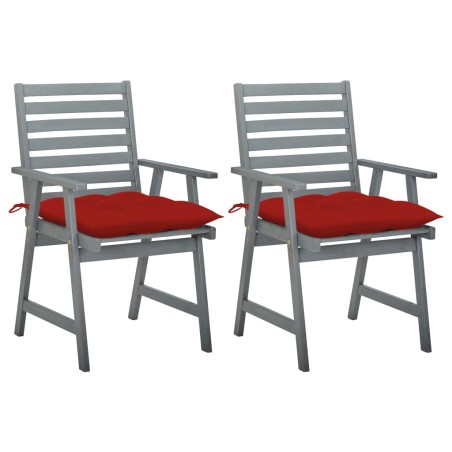 vidaXL Sillas de comedor jardín 2 uds madera maciza acacia con cojines