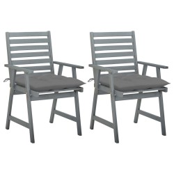 vidaXL Sillas de comedor jardín 2 uds madera maciza acacia con cojines