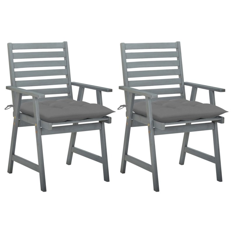 vidaXL Sillas de comedor jardín 2 uds madera maciza acacia con cojines vidaXL Sillas de comedor jardín 2 uds madera maciza acacia con cojines