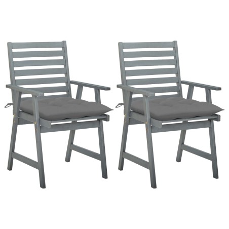 vidaXL Sillas de comedor jardín 2 uds madera maciza acacia con cojines