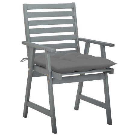 vidaXL Sillas de comedor jardín 2 uds madera maciza acacia con cojines