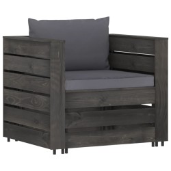 vidaXL Muebles de jardín 2 piezas con cojines madera impregnada gris