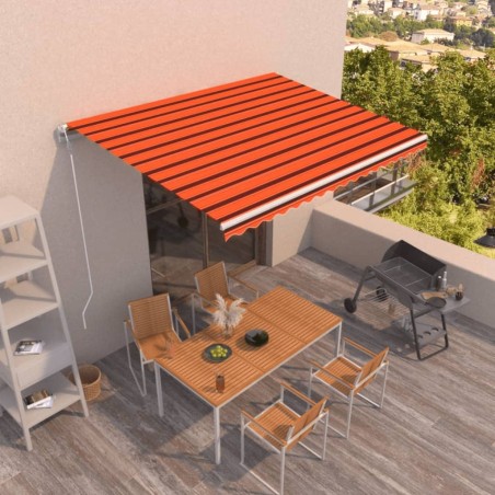vidaXL Toldo retráctil manual naranja y marrón 400x350 cm
