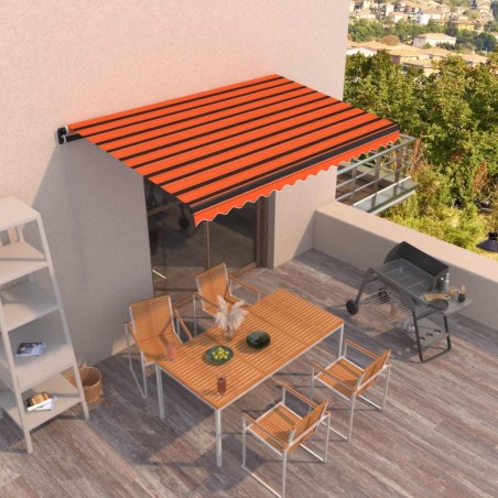 vidaXL Toldo retráctil manual naranja y marrón 400x350 cm