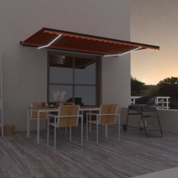 vidaXL Toldo retráctil manual con luz LED naranja y marrón 500x350 cm