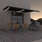 vidaXL Toldo retráctil manual con luz LED gris antracita 600x350 cm vidaXL Toldo retráctil manual con luz LED gris antracita 600x350 cm