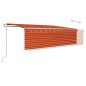vidaXL Toldo automático persiana LED sensor viento naranja marrón 5x3m vidaXL Toldo automático persiana LED sensor viento naranja marrón 5x3m