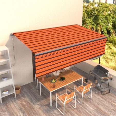 vidaXL Toldo retráctil automático con persiana naranja y marrón 5x3 m