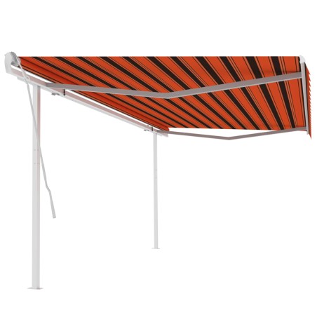 vidaXL Toldo manual retráctil con postes naranja y marrón 5x3 m
