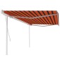 vidaXL Toldo manual retráctil con postes naranja y marrón 5x3 m vidaXL Toldo manual retráctil con postes naranja y marrón 5x3 m