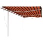 vidaXL Toldo retráctil automático con postes naranja y marrón 6x3,5 m vidaXL Toldo retráctil automático con postes naranja y marrón 6x3,5 m