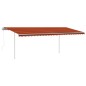 vidaXL Toldo retráctil automático con postes naranja y marrón 6x3,5 m vidaXL Toldo retráctil automático con postes naranja y marrón 6x3,5 m