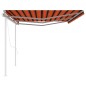 vidaXL Toldo retráctil automático con postes naranja y marrón 6x3,5 m vidaXL Toldo retráctil automático con postes naranja y marrón 6x3,5 m