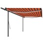 vidaXL Toldo automático LED sensor de viento naranja y marrón 5x3 m vidaXL Toldo automático LED sensor de viento naranja y marrón 5x3 m
