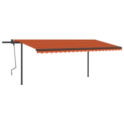 vidaXL Toldo automático LED sensor de viento naranja y marrón 5x3 m