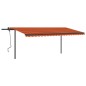 vidaXL Toldo automático LED sensor de viento naranja y marrón 5x3 m vidaXL Toldo automático LED sensor de viento naranja y marrón 5x3 m