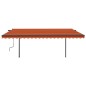 vidaXL Toldo automático LED sensor de viento naranja y marrón 5x3 m vidaXL Toldo automático LED sensor de viento naranja y marrón 5x3 m