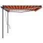 vidaXL Toldo automático LED sensor de viento naranja y marrón 5x3 m vidaXL Toldo automático LED sensor de viento naranja y marrón 5x3 m
