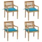vidaXL Sillas Batavia 4 unidades madera maciza de teca con cojines vidaXL Sillas Batavia 4 unidades madera maciza de teca con cojines