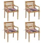 vidaXL Sillas Batavia 4 unidades madera maciza de teca con cojines vidaXL Sillas Batavia 4 unidades madera maciza de teca con cojines