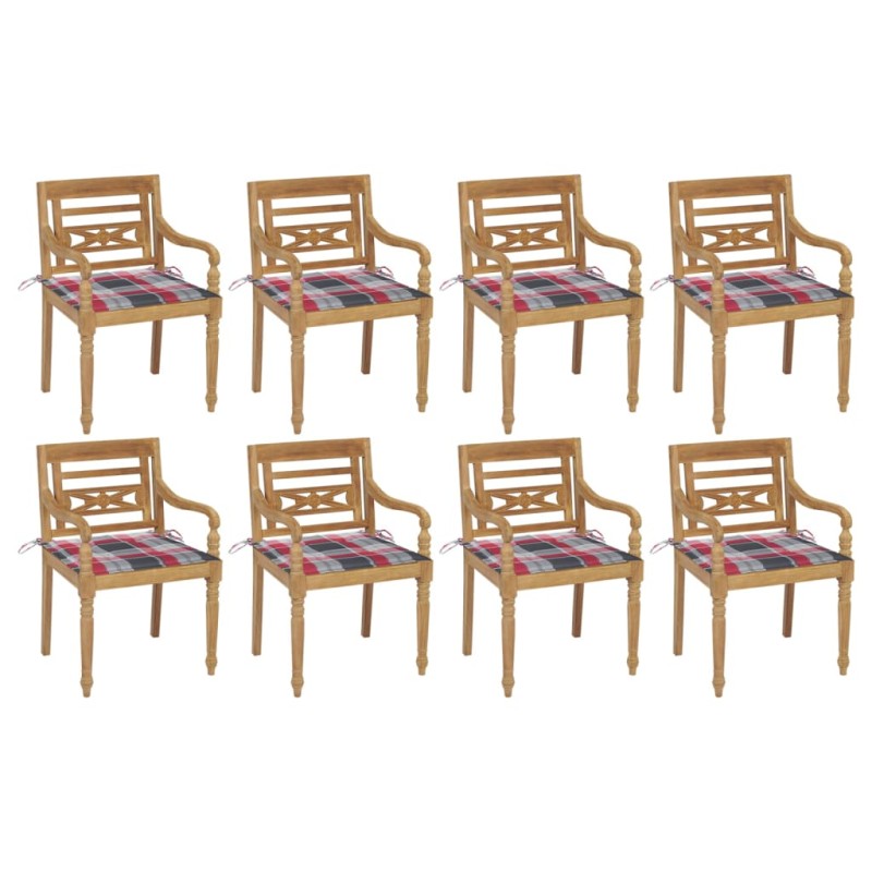 vidaXL Sillas Batavia 8 unidades madera maciza de teca con cojines vidaXL Sillas Batavia 8 unidades madera maciza de teca con cojines