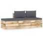 vidaXL Muebles de jardín 3 piezas con cojines madera impregnada verde vidaXL Muebles de jardín 3 piezas con cojines madera impregnada verde