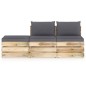 vidaXL Muebles de jardín 3 piezas con cojines madera impregnada verde vidaXL Muebles de jardín 3 piezas con cojines madera impregnada verde