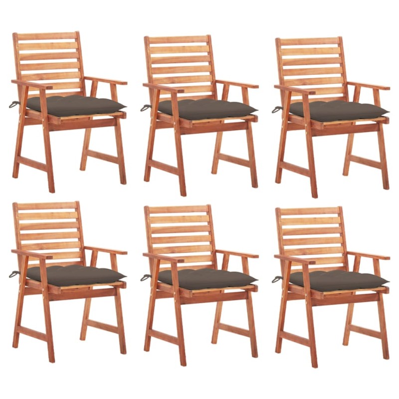 vidaXL Sillas comedor de jardín y cojines 6 uds madera maciza acacia vidaXL Sillas comedor de jardín y cojines 6 uds madera maciza acacia