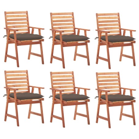 vidaXL Sillas comedor de jardín y cojines 6 uds madera maciza acacia 