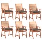 vidaXL Sillas comedor de jardín y cojines 6 uds madera maciza acacia vidaXL Sillas comedor de jardín y cojines 6 uds madera maciza acacia