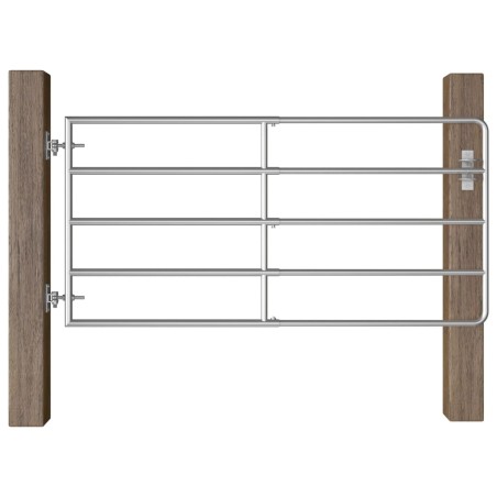 vidaXL Cancela de 5 barras para campo acero plateado (95-170)x90 cm 