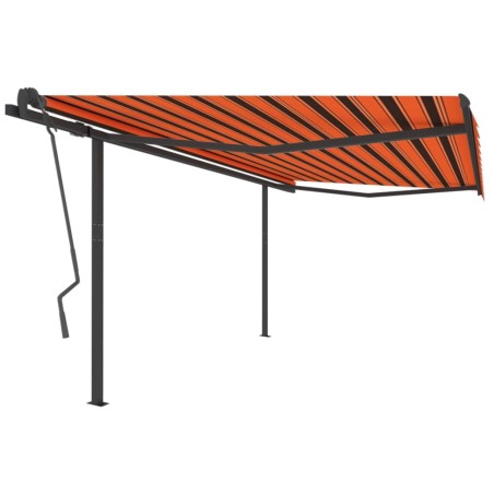 vidaXL Toldo retráctil automático con postes naranja y marrón 4x3,5 m