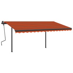vidaXL Toldo retráctil automático con postes naranja y marrón 4x3,5 m