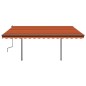 vidaXL Toldo retráctil automático con postes naranja y marrón 4x3,5 m vidaXL Toldo retráctil automático con postes naranja y marrón 4x3,5 m