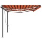 vidaXL Toldo manual retráctil con luz LED naranja y marrón 6x3,5 m vidaXL Toldo manual retráctil con luz LED naranja y marrón 6x3,5 m